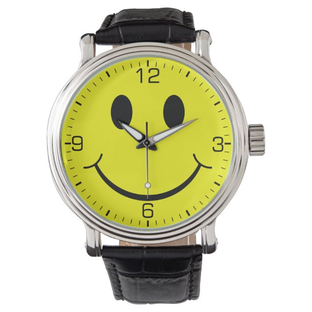 Happy Yellow Face Graphic Watch (Front)