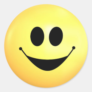 Happy Yellow Face Round Stickers