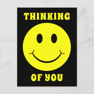 Happy Yellow Face Thinking of You Postcard