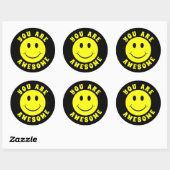 Happy Yellow Face You Are Awesome Classic Round Sticker (Sheet)