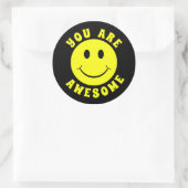 Happy Yellow Face You Are Awesome Classic Round Sticker (Bag)