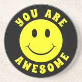 Happy Yellow Face You Are Awesome Coaster (Front)