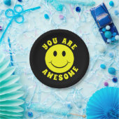 Happy Yellow Face You Are Awesome Paper Plates (Party)