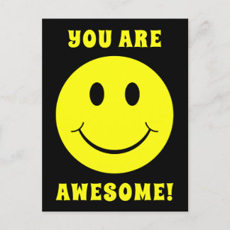 Happy Yellow Face You Are Awesome Postcard