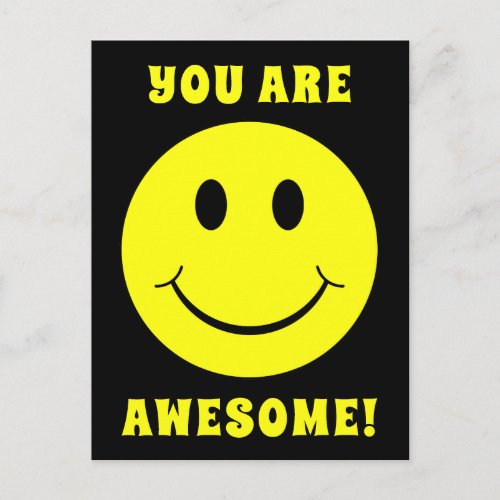 Happy Yellow Face You Are Awesome Postcard