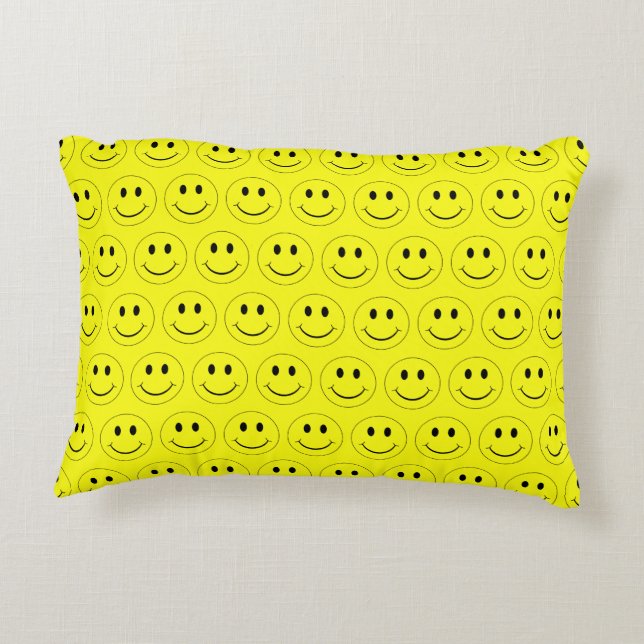 Happy Yellow Faces Accent Pillow (Back)
