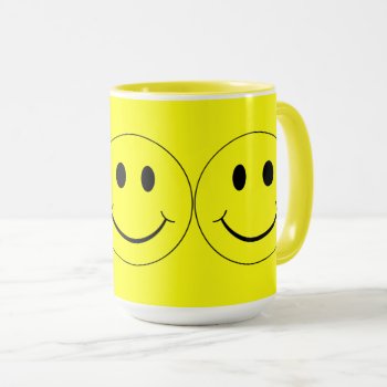 Happy Yellow Faces Big Mug by ironydesigns at Zazzle