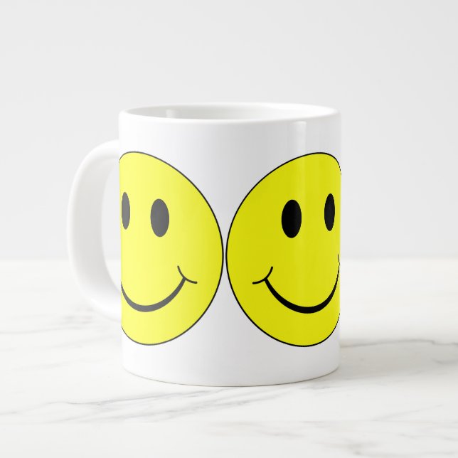 Happy Yellow Faces Giant Coffee Mug (Front Left)