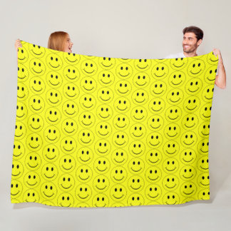 Happy Yellow Faces Large Fleece Blanket