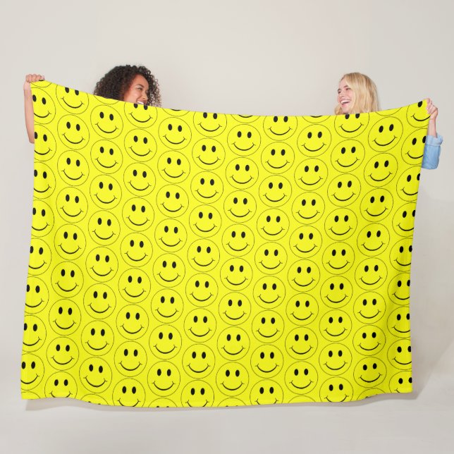 Happy Yellow Faces Large Fleece Blanket (In Situ)