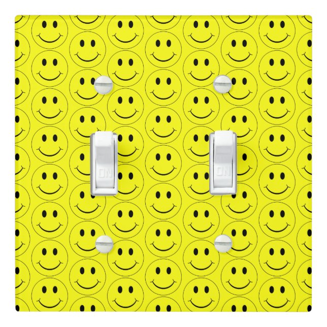 Happy Yellow Faces Light Switch Cover (In Situ)