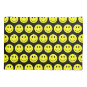 Happy Yellow Faces Pattern Black Pillow Case (Back)