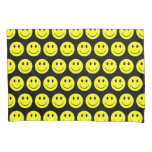 Happy Yellow Faces Pattern Black Pillow Case at Zazzle
