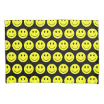 Happy Yellow Faces Pattern Black Pillow Case