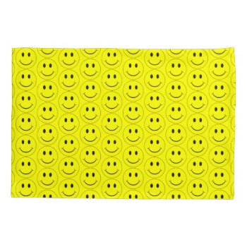 Happy Yellow Faces  Pillow Case by ironydesigns at Zazzle