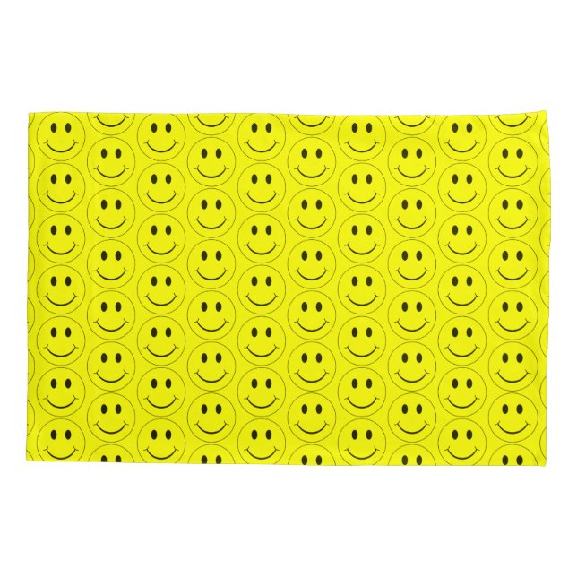 Happy Yellow Faces  Pillow Case (Back)