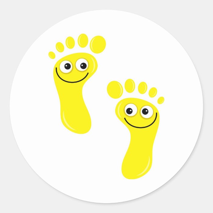 Happy Yellow Feet Round Sticker