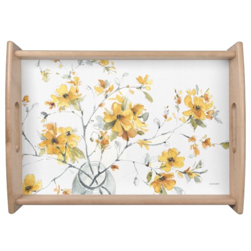 Happy Yellow Floral Watercolor Serving Tray