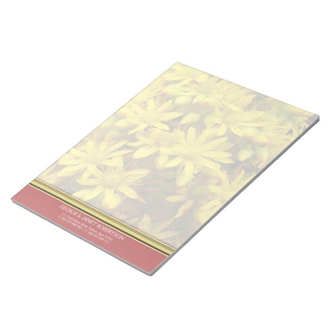 Happy Yellow Flowers Personalized Notepad (Angled)