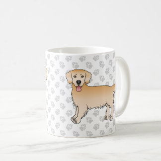 Happy Yellow Golden Retriever Cartoon Dogs &amp; Paws Coffee Mug