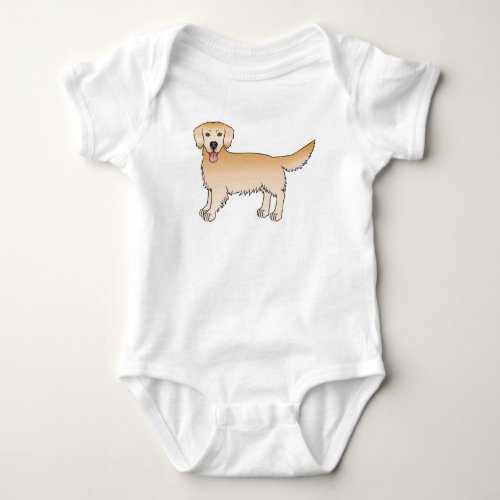 Happy Yellow Golden Retriever Cute Cartoon Dog Baby Bodysuit