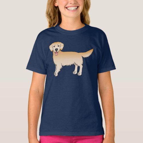 Happy Yellow Golden Retriever Cute Cartoon Dog T_Shirt