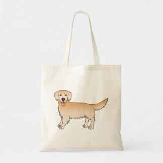 Happy Yellow Golden Retriever Cute Cartoon Dog Tote Bag