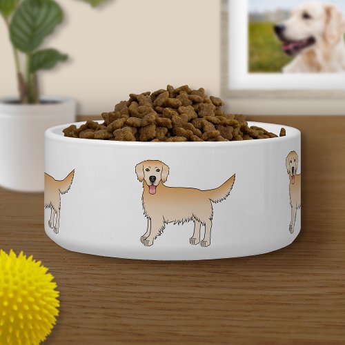 Happy Yellow Golden Retriever Cute Cartoon Dogs Bowl