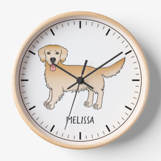 Happy Yellow Golden Retriever Cute Dog With A Name Clock