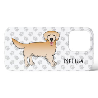 Happy Yellow Golden Retriever With Paws And Name iPhone 13 Pro Case
