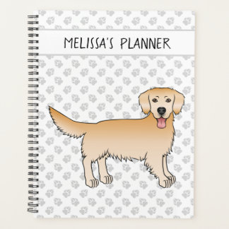 Happy Yellow Golden Retriever With Paws And Text Planner