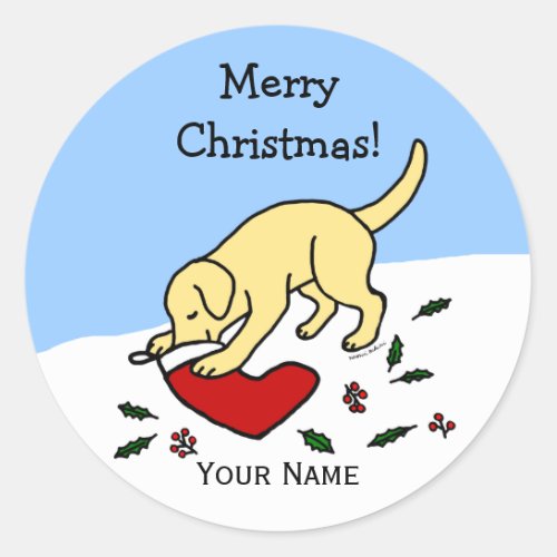 Happy Yellow Lab Christmas Cartoon Stickers