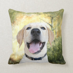 Happy Yellow Lab Throw Pillow