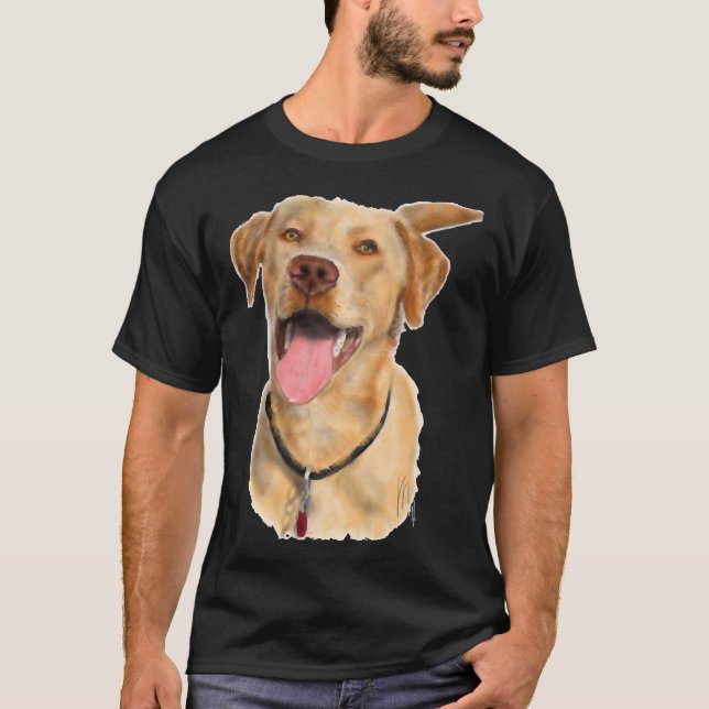 Happy Yellow Labrador Retriever Dog T-Shirt (Front)