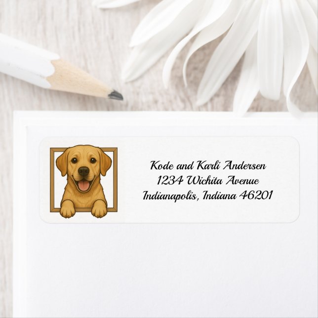 Happy Yellow Labrador Retriever Return Address Label (Insitu)