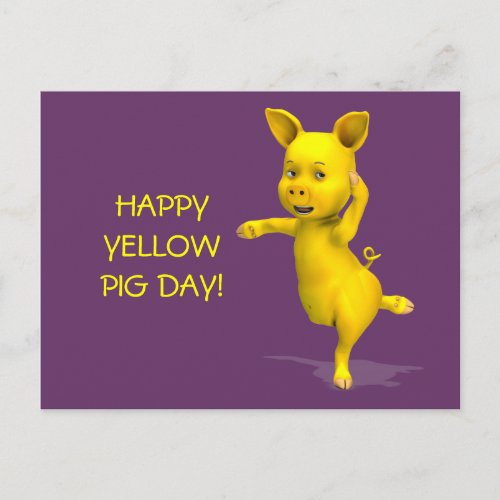 Happy Yellow Pig Day Attitude Postcard