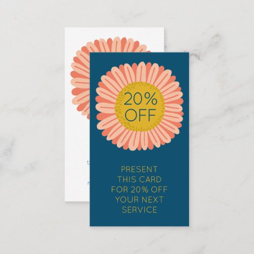 Happy Yellow Pink Daisy Sunflower illustrated  Discount Card