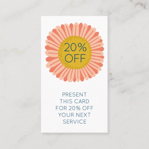 Happy Yellow Pink Daisy Sunflower illustrated  Discount Card