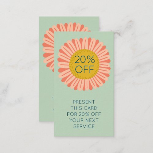 Happy Yellow Pink Daisy Sunflower illustrated  Discount Card