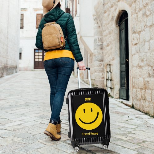 Happy Yellow Smile Carry On Luggage