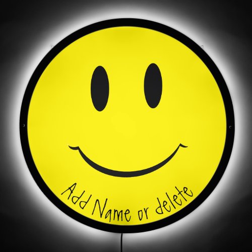 happy yellow smile illuminated face icon LED sign