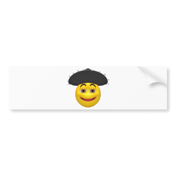 Happy yellow smiley wearing a mexican hat bumper sticker