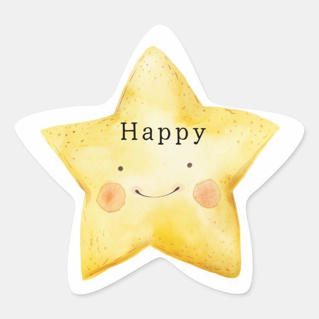 Happy Yellow Star Sticker (Front)