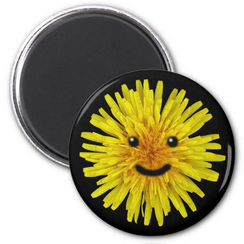Happy Yellow Summer Dandelion Flower on any Color Magnet