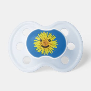 Happy Yellow Summer Dandelion Flower On Any Color Pacifier by KreaturFlora at Zazzle