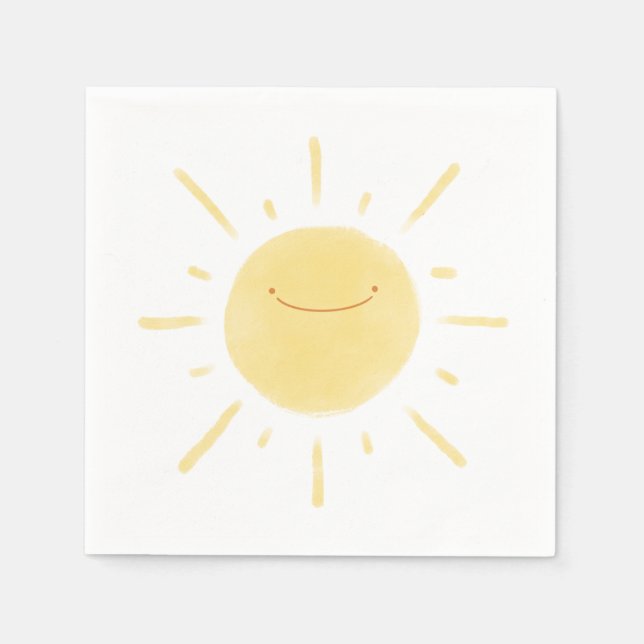 Happy Yellow Sun Gender Neutral Party Napkins (Front)