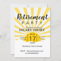 Happy yellow sun ray retirement party