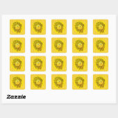 Happy Yellow Sun Smiling Square Sticker | Zazzle