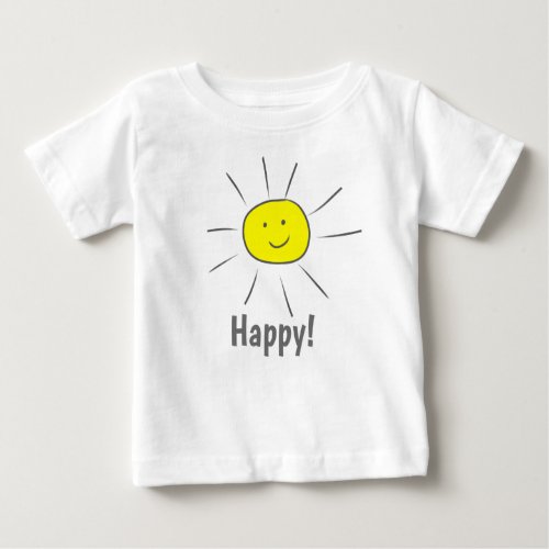 Happy Yellow Sun with Smiley Face  Baby T_Shirt