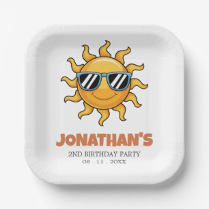 Happy Yellow Sun with Sunglasses Birthday Party    Paper Plates